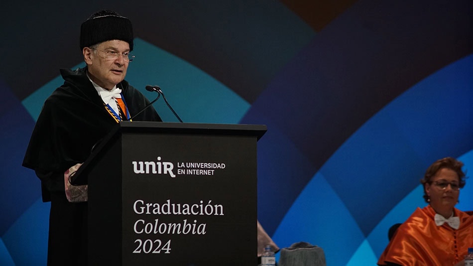 José María Vázquez García-Peñuela, rector de la Universidad Internacional de La Rioja, en su discurso la tarde del viernes 17 de mayo.