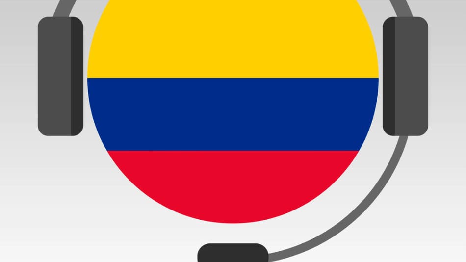 Educación virtual Icono de la bandera de Colombia con unos auriculares