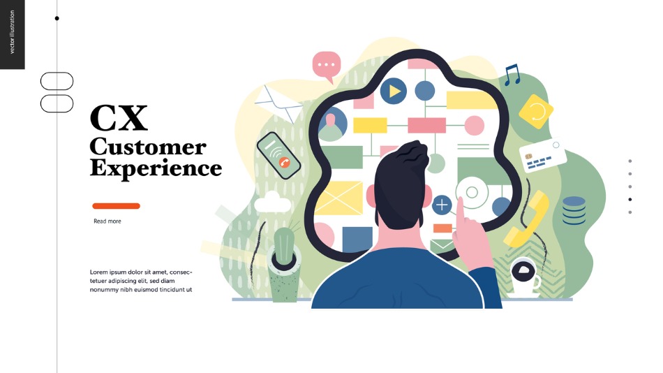 Ilustración concepto de CX Customer Experience